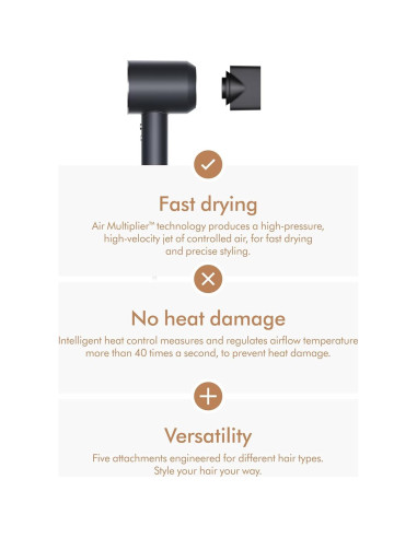 Secador de pelo Dyson Supersonic Origin 0.82kg Negro Níquel