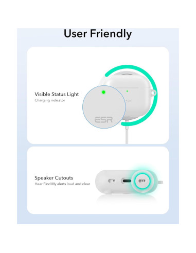 Funda ESR para AirPods 4ta Generación 2024 USB-C MagSafe Blanca