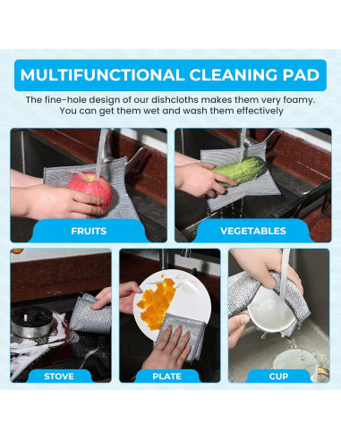 11 Paños de Alambre Reutilizables Vivecy 3 Capas 22x22 cm