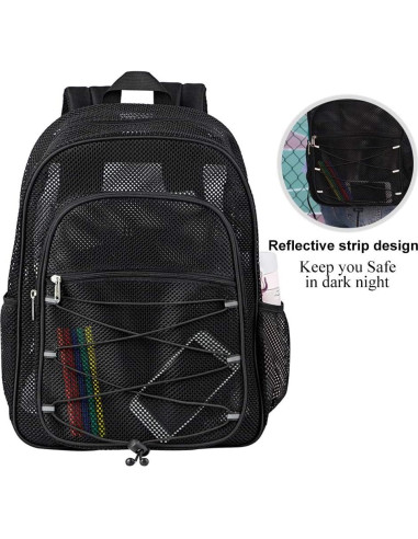 Mochila de Malla Resistente COVAX Negra 42x33x14 cm 20L