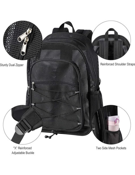 Mochila de Malla Resistente COVAX Negra 42x33x14 cm 20L Mochila de Malla Resistente COVAX Negra 42x33x14 cm 20L