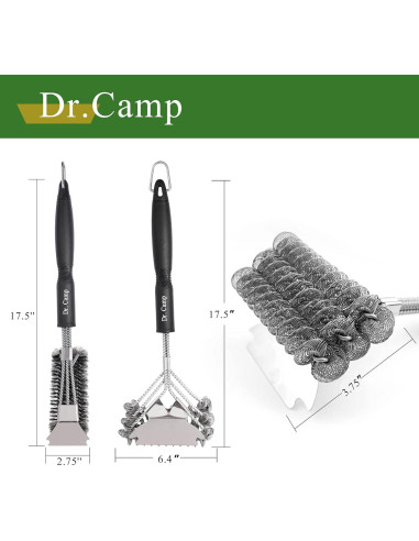 Juego de 2 Cepillos de Acero Inoxidable para BBQ Dr.Camp