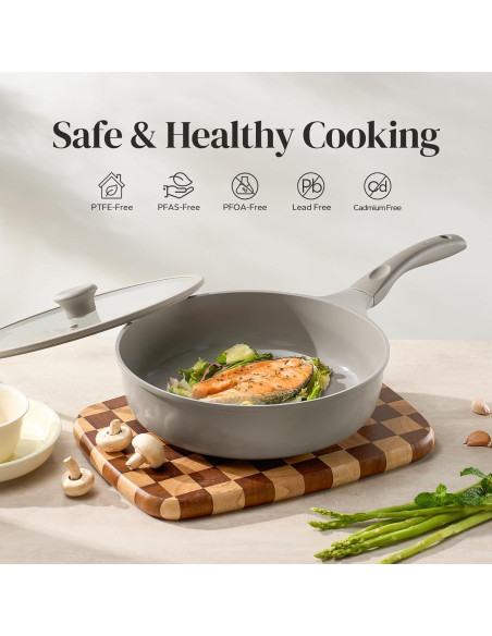 Sartén Antiadherente Grande Redchef 30.48cm con Tapa de Vidrio Sartén Antiadherente Grande Redchef 30.48cm con Tapa de Vidrio