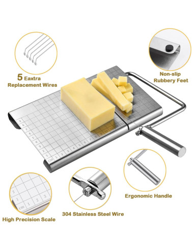 Cortador de Queso FuPatio con 5 Cables Repuestos y Tabla