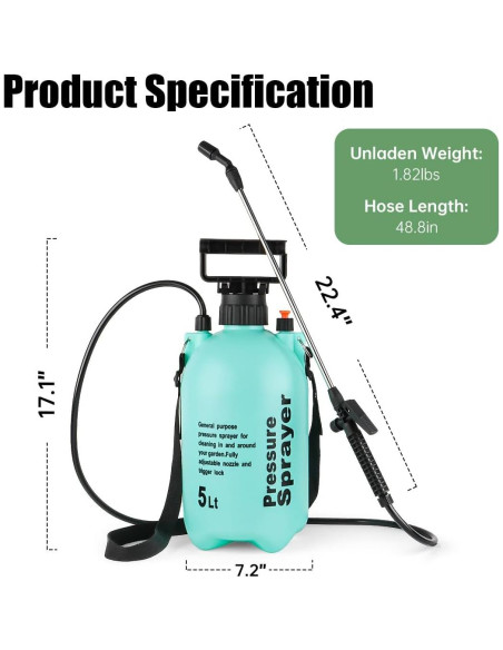 Pulverizador de Jardín BTPLASTIK 5L con Boquilla Ajustable Pulverizador de Jardín BTPLASTIK 5L con Boquilla Ajustable