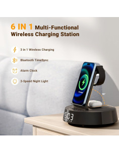 Reloj Despertador Inalámbrico FREEFISH con Carga 6 en 1 2