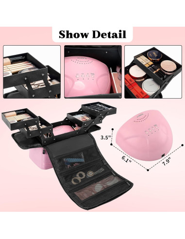 Estuche de Viaje para Maquillaje OUUTMEE Negro 4 Niveles