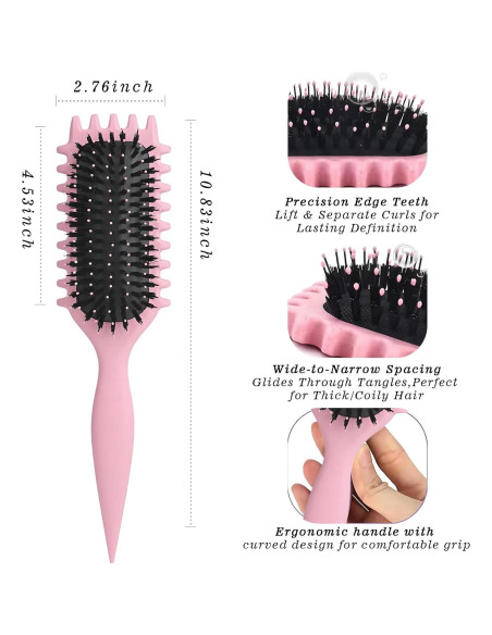 Cepillo Definidor de Rizos PSTHOW Rosa para Cabello Rizado Cepillo Definidor de Rizos PSTHOW Rosa para Cabello Rizado