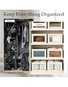 Organizadores de Closet de Lino Criusia - Paquete de 4 Beige 2