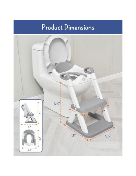 Asiento de Entrenamiento para Baño Forbena Gris con Escalera Asiento de Entrenamiento para Baño Forbena Gris con Escalera