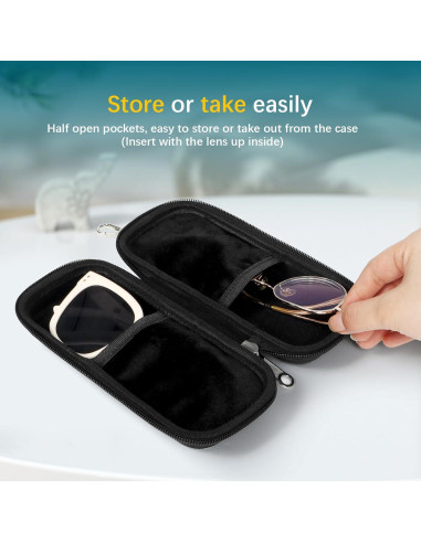 Estuche Doble para Gafas Tangoner Negro con Cierre de Cremallera