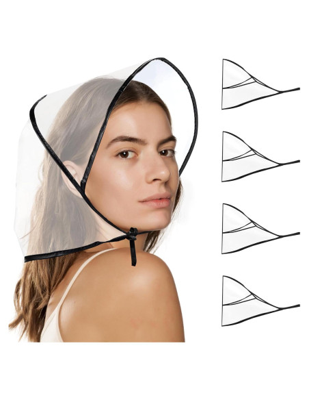 4 Gorros de Lluvia Impermeables Transparentes Unisex con Visera 4 Gorros de Lluvia Impermeables Transparentes Unisex con Visera