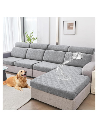 Funda de Sofá Seccional Genina Impermeable Grande Gris Claro