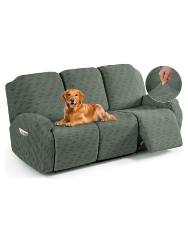 Funda de Sofá Recliner TAOCOCO 3 Asientos Jacquard Verde Frijol