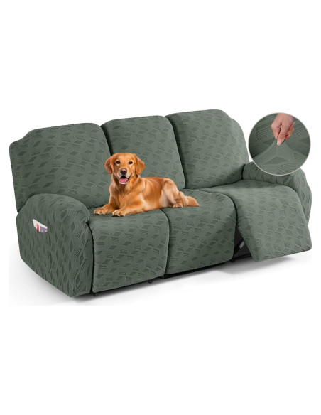 Funda de Sofá Recliner TAOCOCO 3 Asientos Jacquard Verde Frijol Funda de Sofá Recliner TAOCOCO 3 Asientos Jacquard Verde Frijol