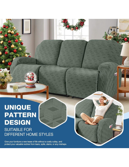 Funda de Sofá Recliner TAOCOCO 3 Asientos Jacquard Verde Frijol Funda de Sofá Recliner TAOCOCO 3 Asientos Jacquard Verde Frijol