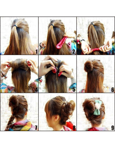 Clip para moño de pelo JIAHAO grande de seda negra 22 cm