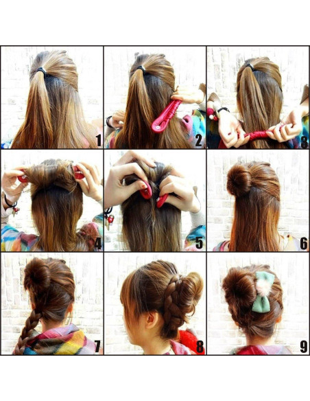 Clip para moño de pelo JIAHAO grande de seda negra 22 cm Clip para moño de pelo JIAHAO grande de seda negra 22 cm