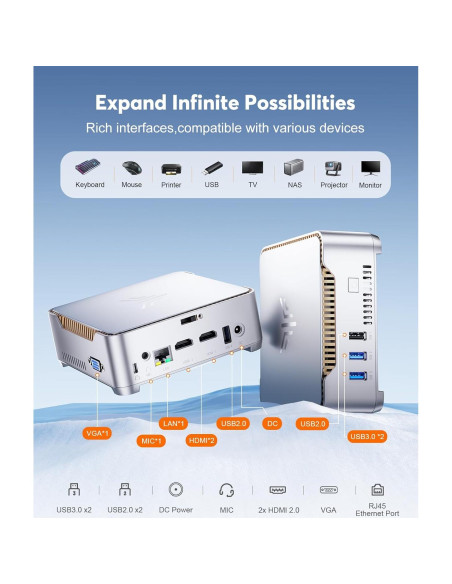 Mini PC KAMRUI GK3PLUS N97 8GB RAM 256GB SSD 4K Triple Pantalla Mini PC KAMRUI GK3PLUS N97 8GB RAM 256GB SSD 4K Triple Pantalla