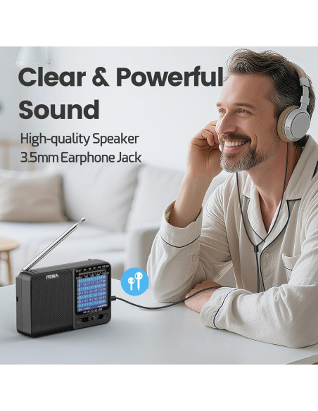 Radio Portátil PRUNUS J-711 AM/FM/SW Carga USB-C y Baterías AA Radio Portátil PRUNUS J-711 AM/FM/SW Carga USB-C y Baterías AA