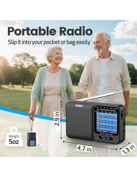 Radio Portátil PRUNUS J-711 AM/FM/SW Carga USB-C y Baterías AA Radio Portátil PRUNUS J-711 AM/FM/SW Carga USB-C y Baterías AA