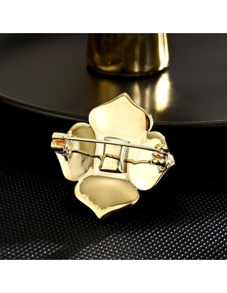 Broche de Strass Dorado para Mujeres - Flor Blanca Elegante Broche de Strass Dorado para Mujeres - Flor Blanca Elegante