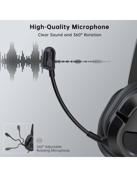 Auriculares Gaming Rumoon CM7009 con Micrófono 360 para PS5/PS4/Xbox/PC Auriculares Gaming Rumoon CM7009 con Micrófono 360 para PS5/PS4/Xbox/PC