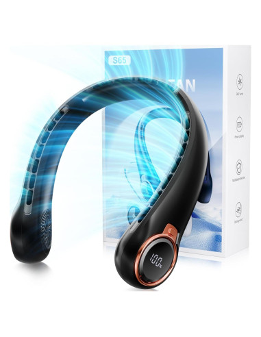 Ventilador de Cuello Portátil ZHZW 6000mAh USB 3 Velocidades Negro