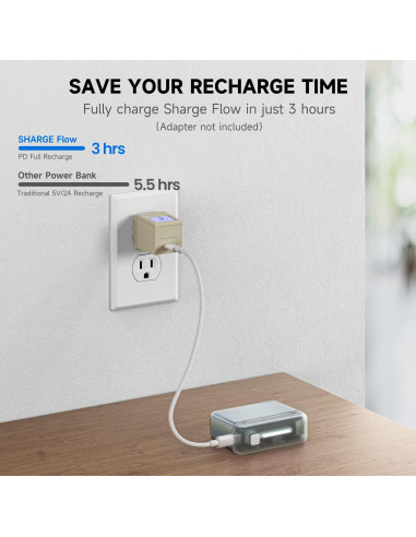 Cargador Portátil Flow 10000mAh USB-C 20W Doble Salida Azul