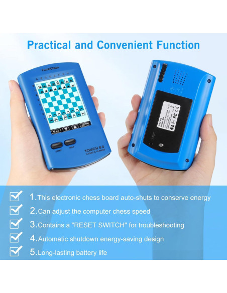Tablero de Ajedrez Electrónico FunAiChess 8 en 1 HD Azul Tablero de Ajedrez Electrónico FunAiChess 8 en 1 HD Azul