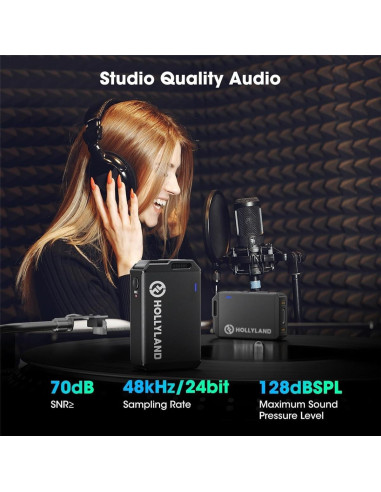 Sistema de micrófono lavalier inalámbrico Hollyland Lark Max 2.4GHz