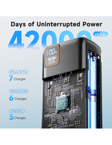 Cargador Portátil EnergyQC 42000mAh con Linterna LED 22.5W