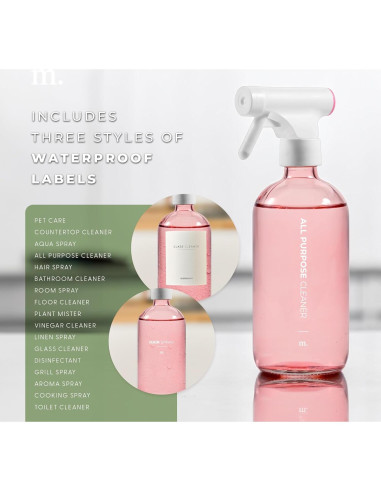 Set de 2 Botellas de Spray MaisoNovo Rosa 500 ml Vidrio