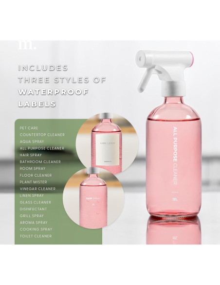 Set de 2 Botellas de Spray MaisoNovo Rosa 500 ml Vidrio Set de 2 Botellas de Spray MaisoNovo Rosa 500 ml Vidrio