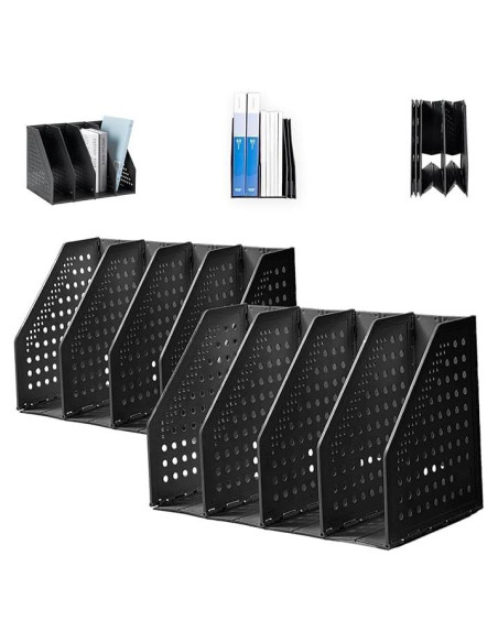 Soporte de Carpeta Vertical Deli TB506 Plegable Negro 4 Compartimentos Soporte de Carpeta Vertical Deli TB506 Plegable Negro 4 Compartimentos