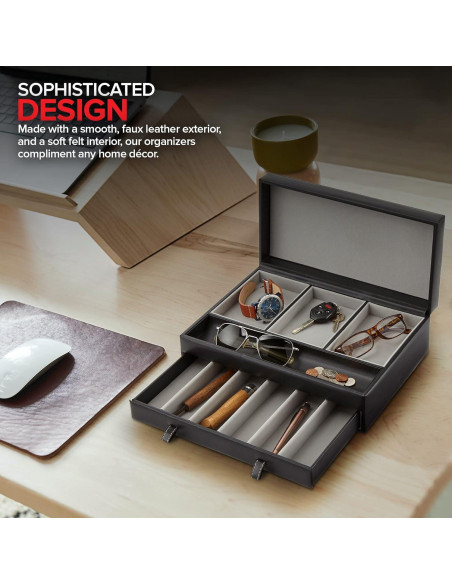 Organizador de Valet para Hombres Stock Your Home - Caja de Joyería con 10 Compartimentos Organizador de Valet para Hombres Stock Your Home - Caja de Joyería con 10 Compartimentos