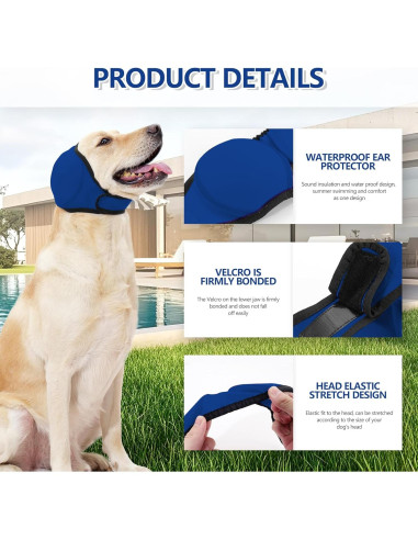 Protector de Oídos para Perros JOHNBOLIN Azul S - Alivio Ruido