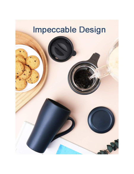 Taza de Té Grande ARRADEN con Infusor y 2 Tapas Azul 540ml Taza de Té Grande ARRADEN con Infusor y 2 Tapas Azul 540ml