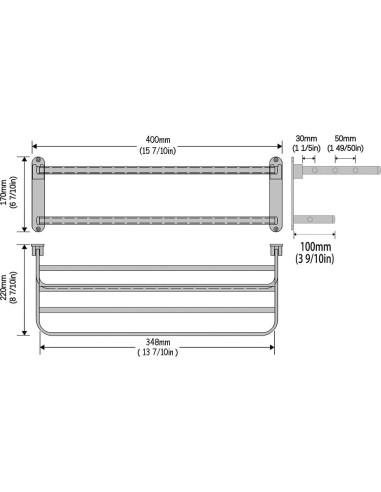 Soporte de Toalla BOZWELL BZ305-A 40 cm Negro Mate