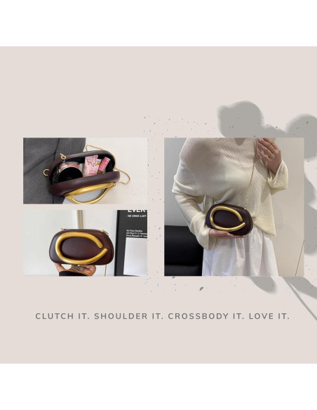 Bolso Clutch Burdeos para Mujeres con Cadena Desmontable Bolso Clutch Burdeos para Mujeres con Cadena Desmontable
