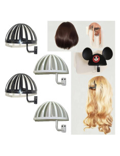Soporte de Pared para Pelucas Pmsanzay - 4 Pack (2 Negros + 2 Blancos)