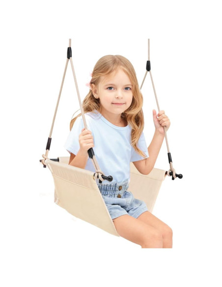 Silla Colgante Minimalista ROPECUBE Beige Ajustable 180 cm Silla Colgante Minimalista ROPECUBE Beige Ajustable 180 cm