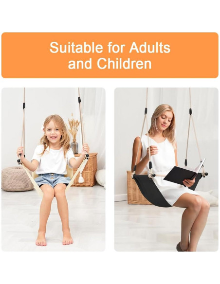 Silla Colgante Minimalista ROPECUBE Beige Ajustable 180 cm Silla Colgante Minimalista ROPECUBE Beige Ajustable 180 cm