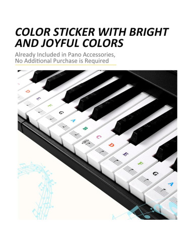 Piano Teclado Plegable 61 Teclas Bora Negro Portátil Bluetooth