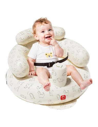 Asiento Inflable para Bebés QPAU Dinosaurio con Arnés 30x50cm