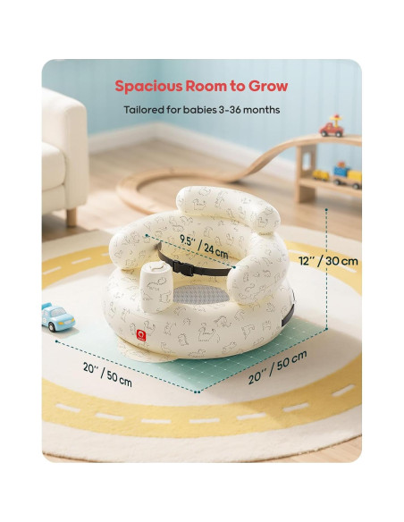 Asiento Inflable para Bebés QPAU Dinosaurio con Arnés 30x50cm Asiento Inflable para Bebés QPAU Dinosaurio con Arnés 30x50cm