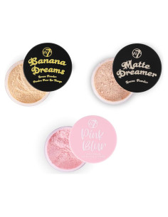 W7 Polvo Suelto Trio - 3 Tonos Banana, Nude y Rosa - Fijador Ultra-Fino