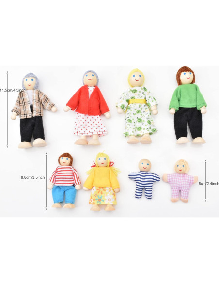 Set de Muñecas de Madera Jzszera con 8 Figuras y 2 Mascotas Set de Muñecas de Madera Jzszera con 8 Figuras y 2 Mascotas