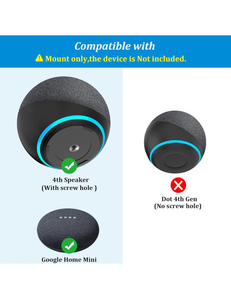 Soporte de Pared PlusAcc para Google Home Mini - Negro Soporte de Pared PlusAcc para Google Home Mini - Negro