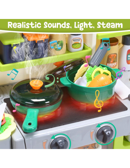 Juego de Cocina para Niños HOLYFUN con Sonidos y Luces Juego de Cocina para Niños HOLYFUN con Sonidos y Luces